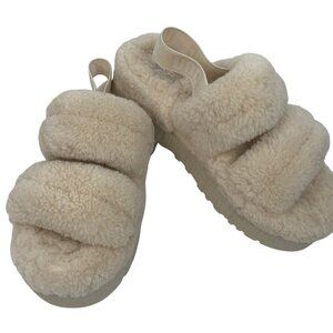 UGG Womens Oh Fluffita Natural Slide Sandal Size 9 1120876 Slippers Sheepskin